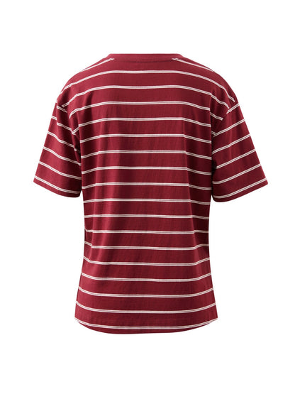 Stevie Slouchy Tee - Burgundy/Milk Stripe