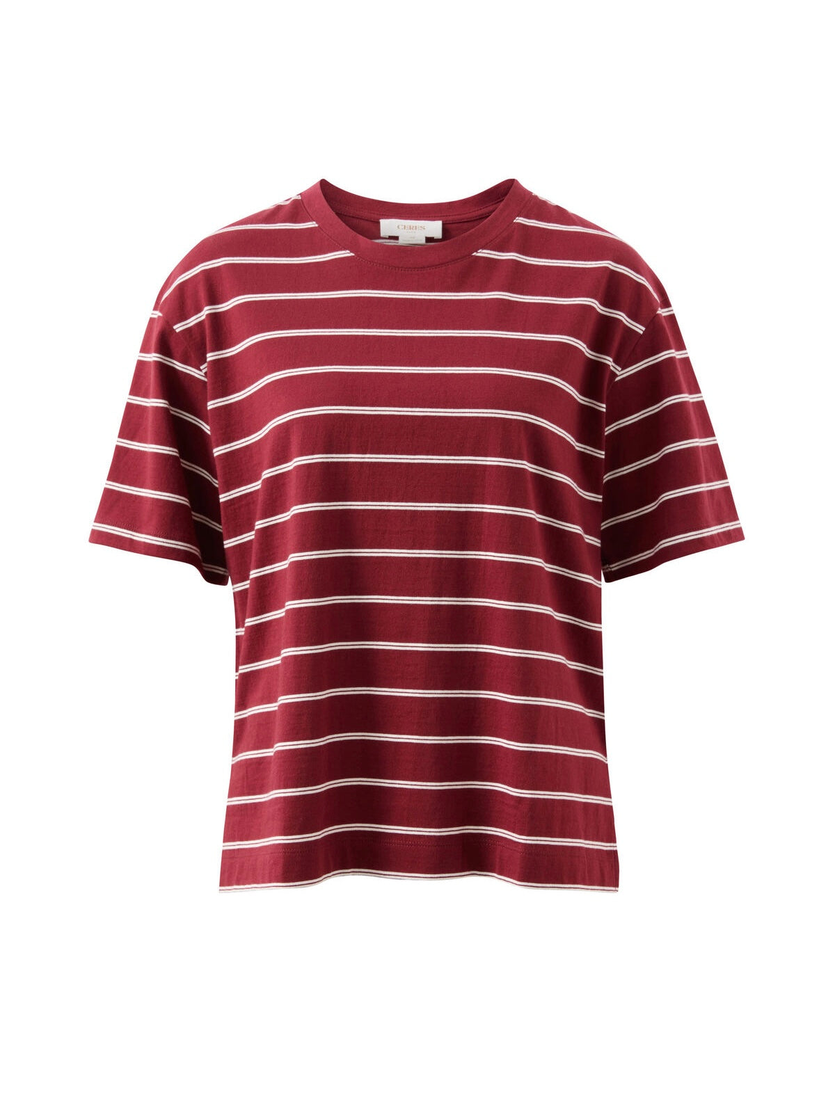 Stevie Slouchy Tee - Burgundy/Milk Stripe