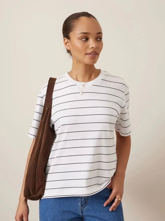 Stevie Slouchy Tee | White Phantom Stripe