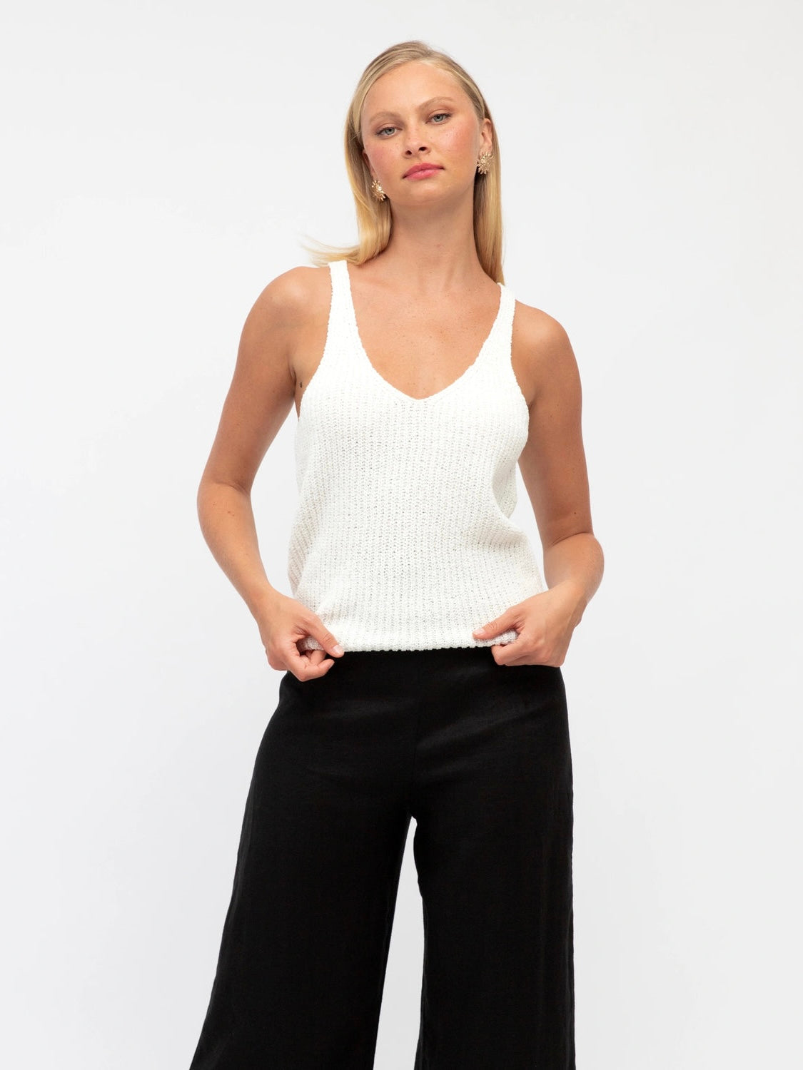 The Bouclé Knit Tank | White