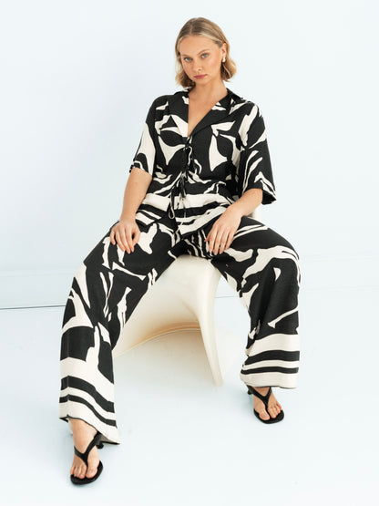 Ossia print long pants with matching shirt at Wanted and Wild