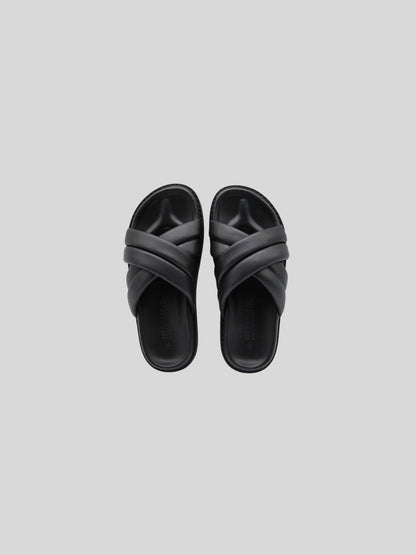 Alcove Leather Slides - Black