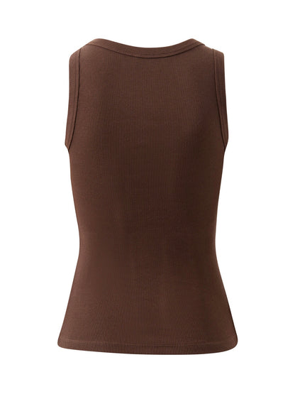 Zoe Contour Rib Tank - Chocolate