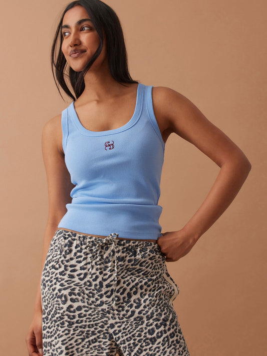 Zoe Contour Rib Tank - Powder Blue