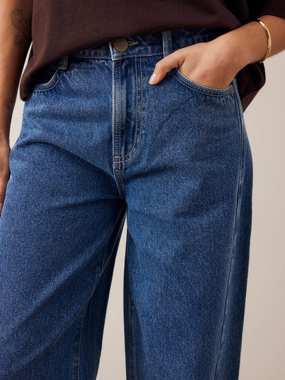 Leah Barrel Leg Jeans - Fresh Indigo