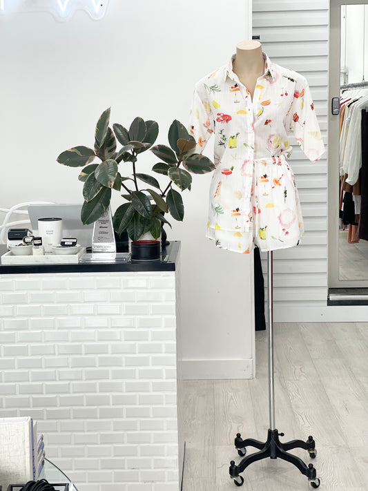 The Cocktail Hour Shirt and Shorts Set -  White