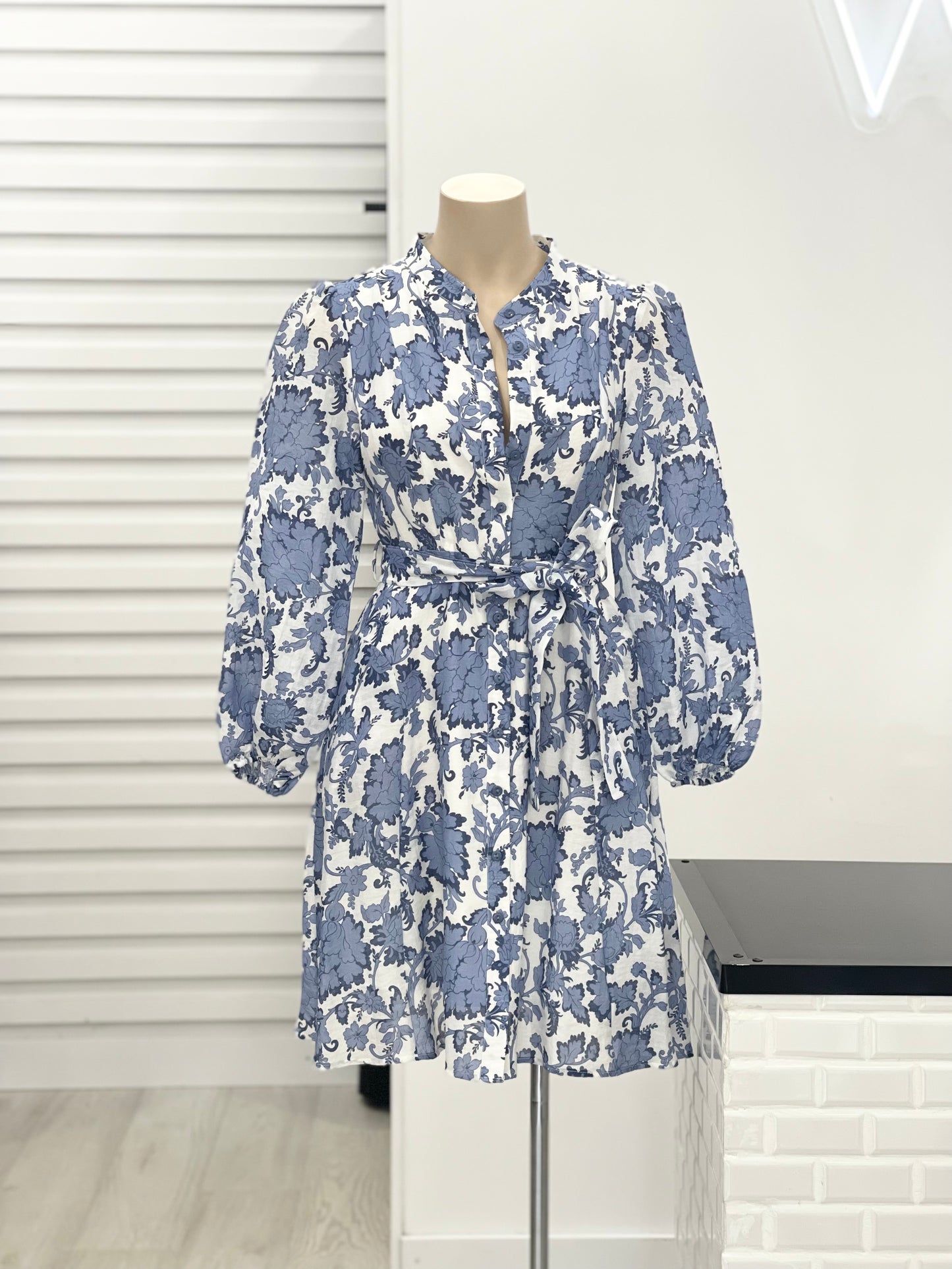 Calypso Mini Dress - Blue Floral