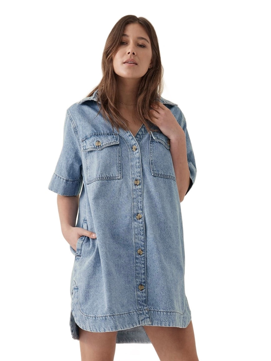 Ceres Life Boxy Denim Dress - Vintage Blue