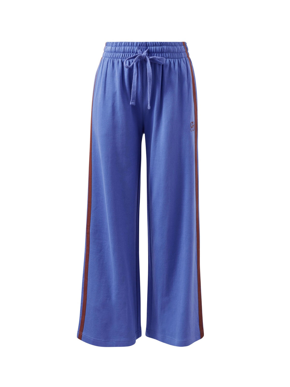 Gigi Wide Leg Terry Track Pants -  vintage blue mixed side stripe