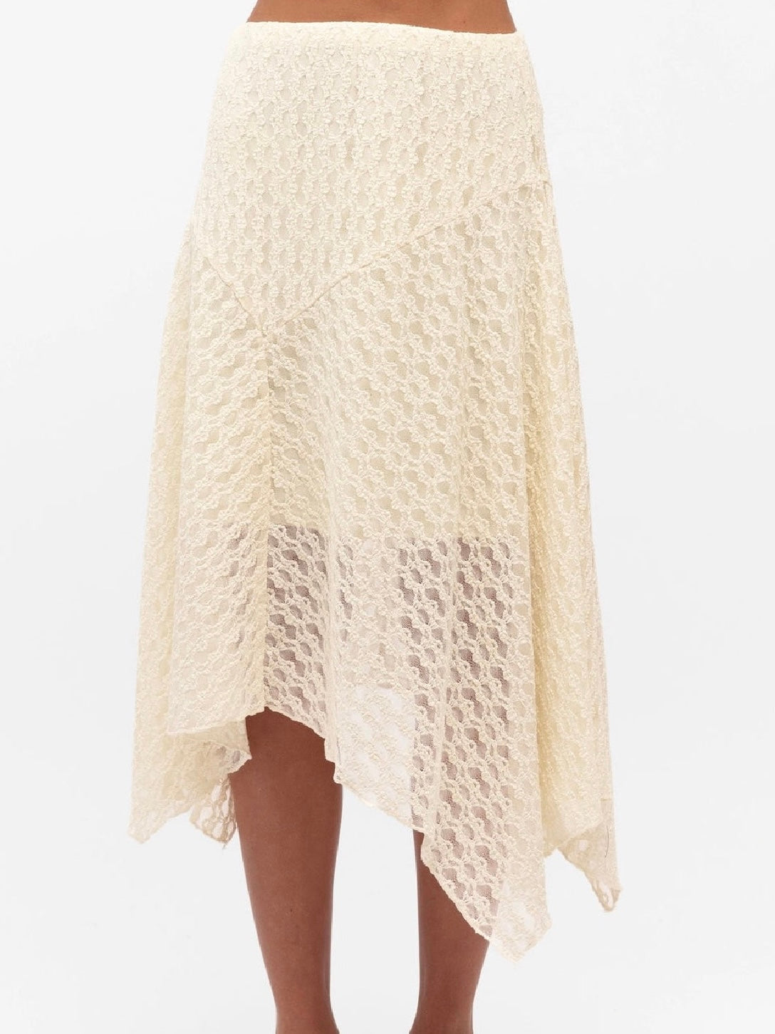 The Jade Midi Lace Skirt Cream