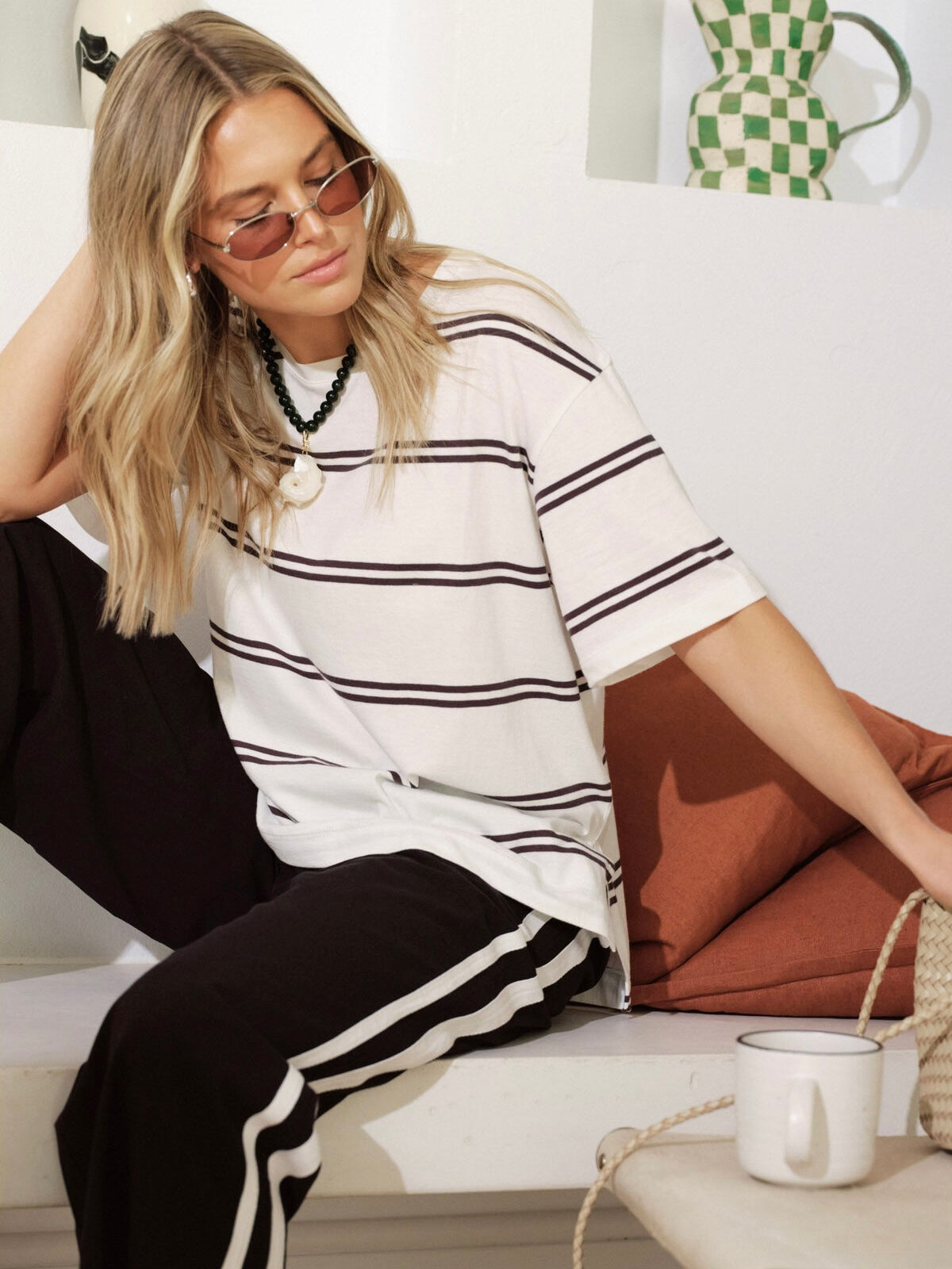 Stevie Slouchy Tee - Phantom Double Stripe