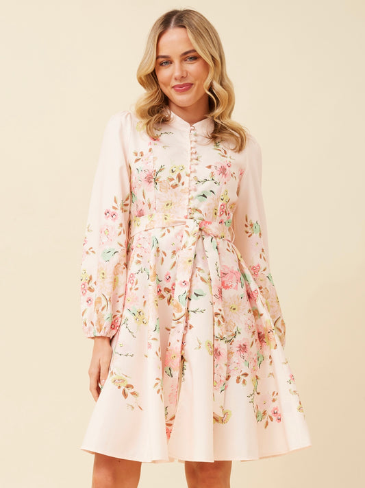 The Iris Dress - Cream Floral