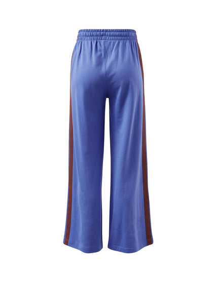 Gigi Wide Leg Terry Track Pants -  vintage blue mixed side stripe