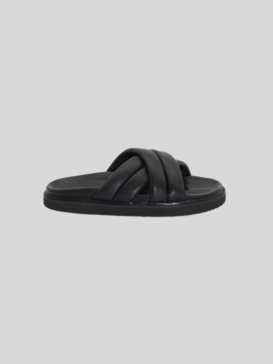 Alcove Leather Slides - Black