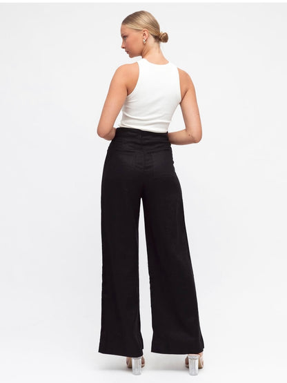 Luxe Linen Pants - Black