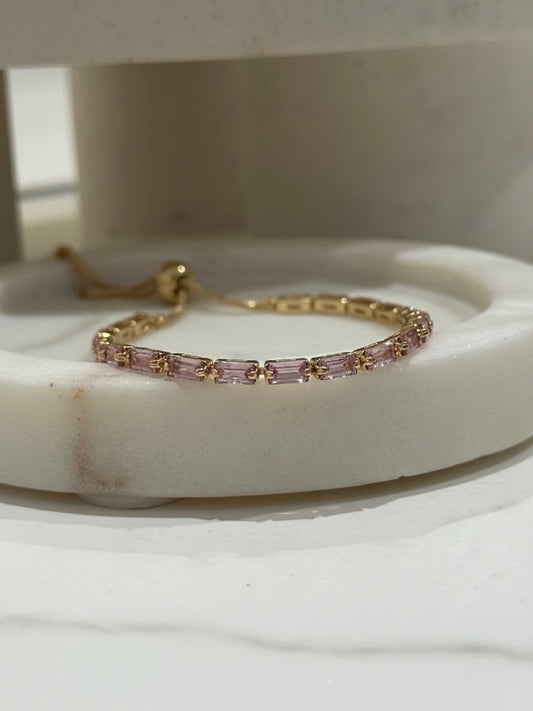 Lily Tennis Bracelet Gold/Pink