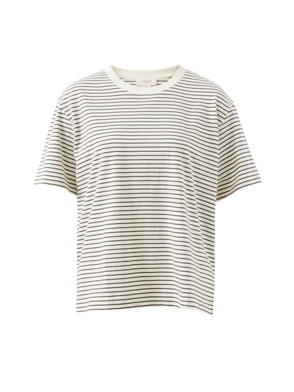 Stevie Slouchy Tee - Ecru Stripe