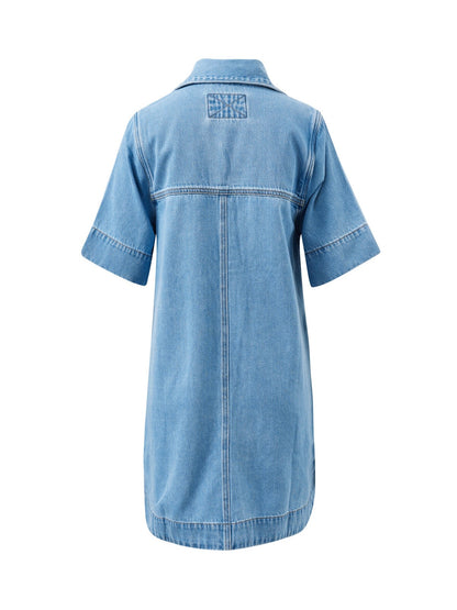 Bonnie Relaxed Shirt Dress - Vintage Blue