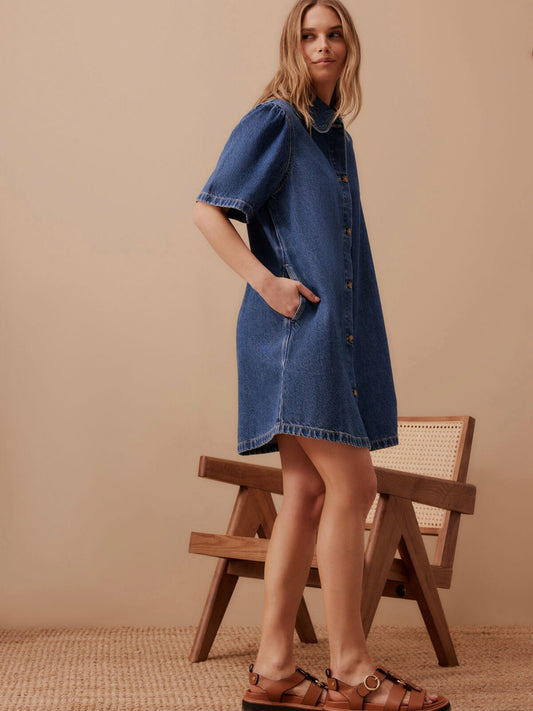 Sienna Denim Dress - Fresh Indigo