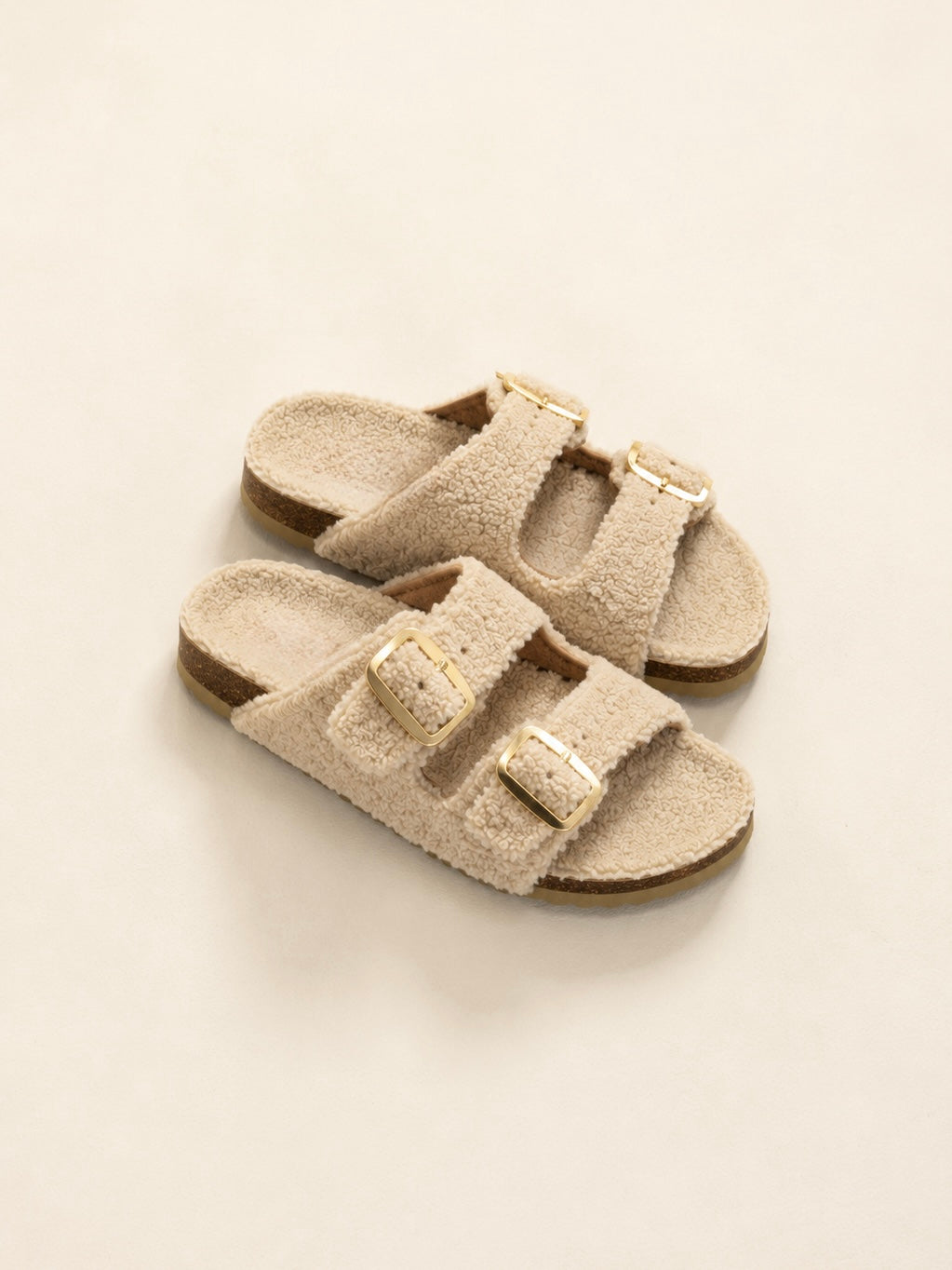 The Aspen Slide | Natural Teddy Faux Fur Slides