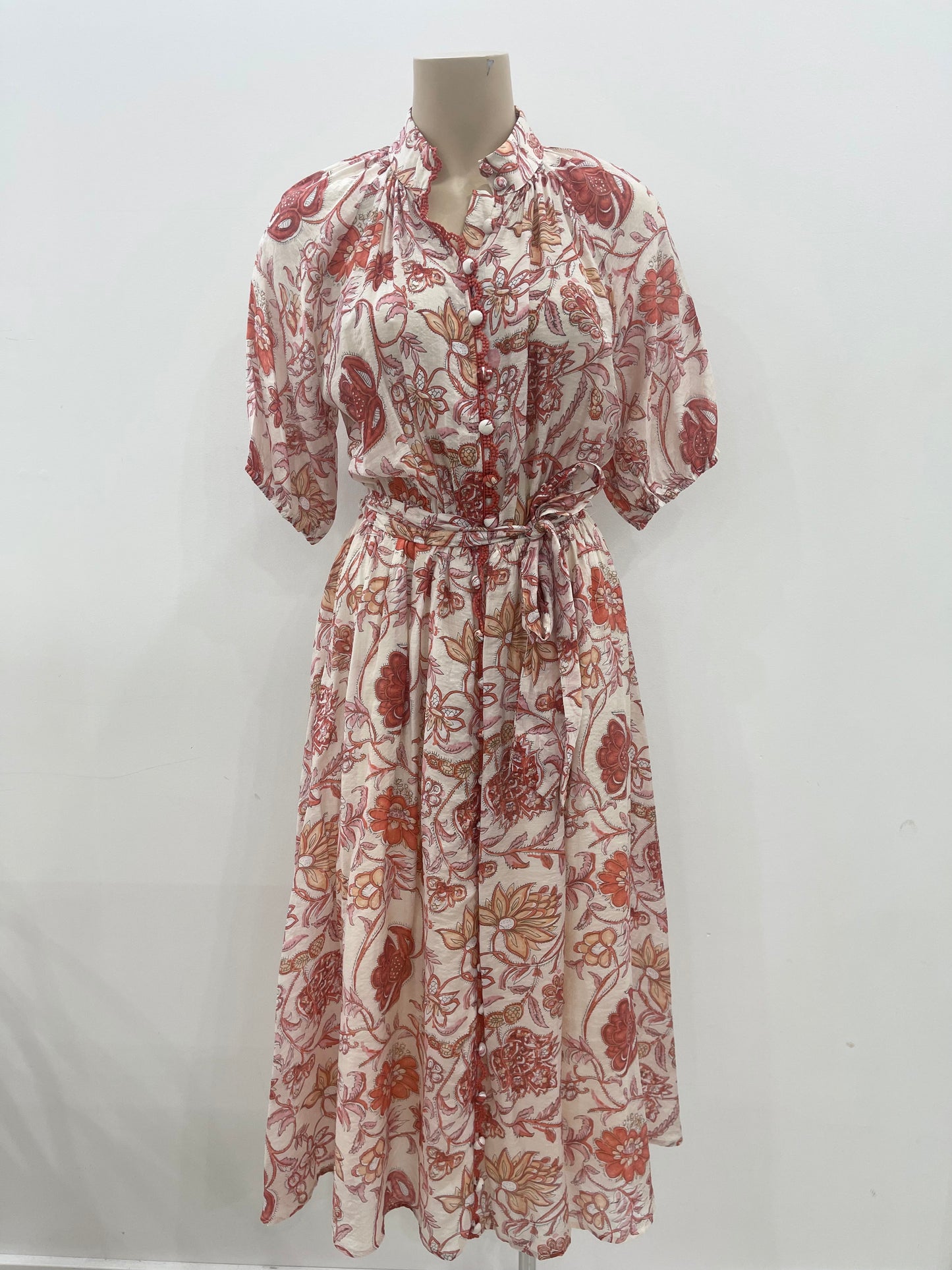 Edith Short Sleeve Dress - Orange Floral