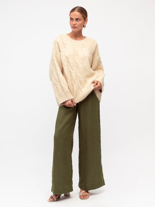 Luxe Linen Pants - Khaki