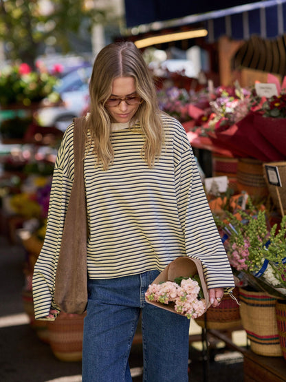 The Beau Long Sleeve Tee | Heritage Navy / Butter / Stone Stripe