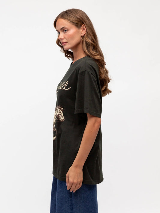 The Stay Wild Tee - Vintage Black