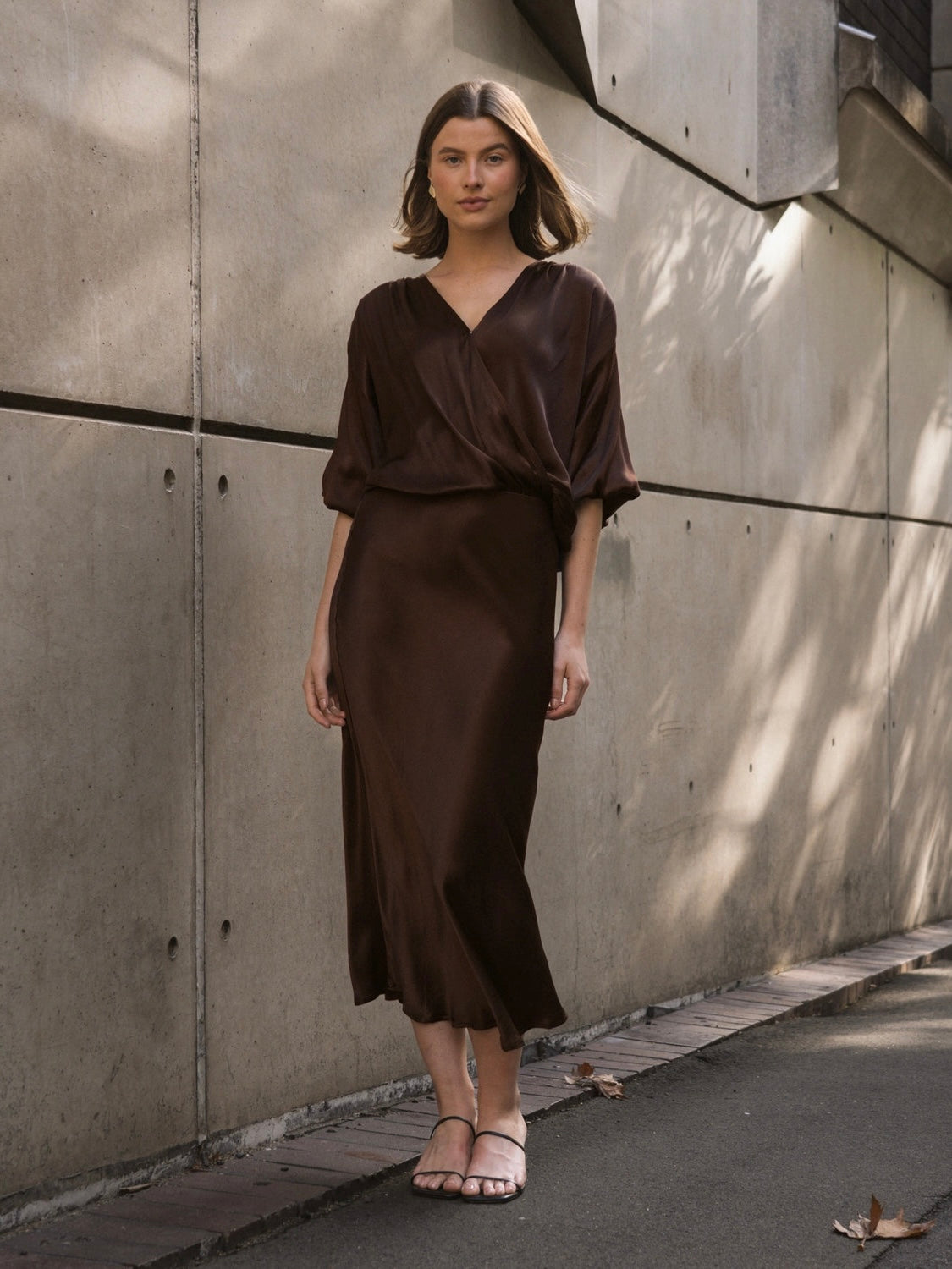 Satin Slip Skirt - Chocolate