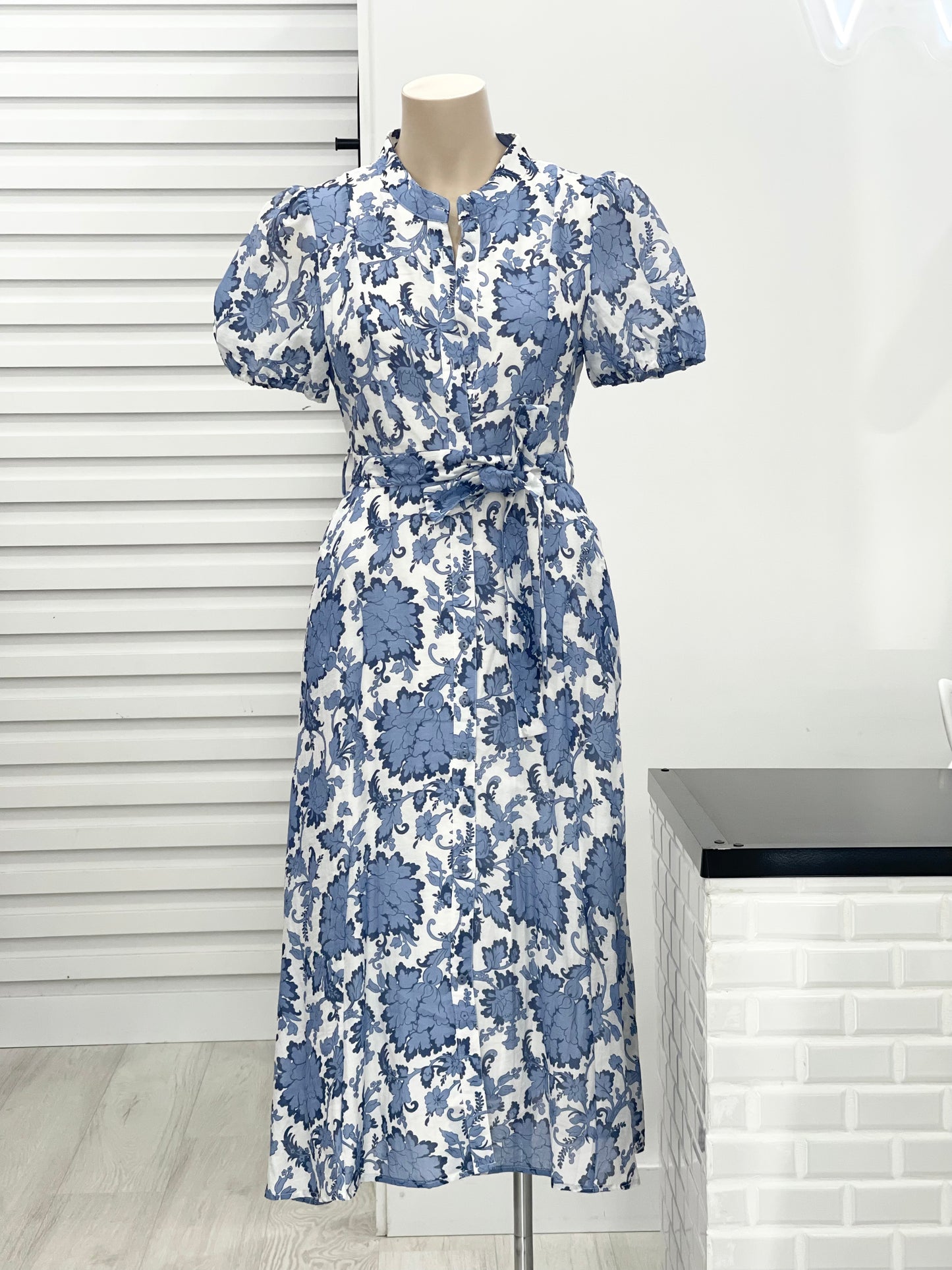 Calypso Cap Sleeve Maxi Dress - Blue Floral