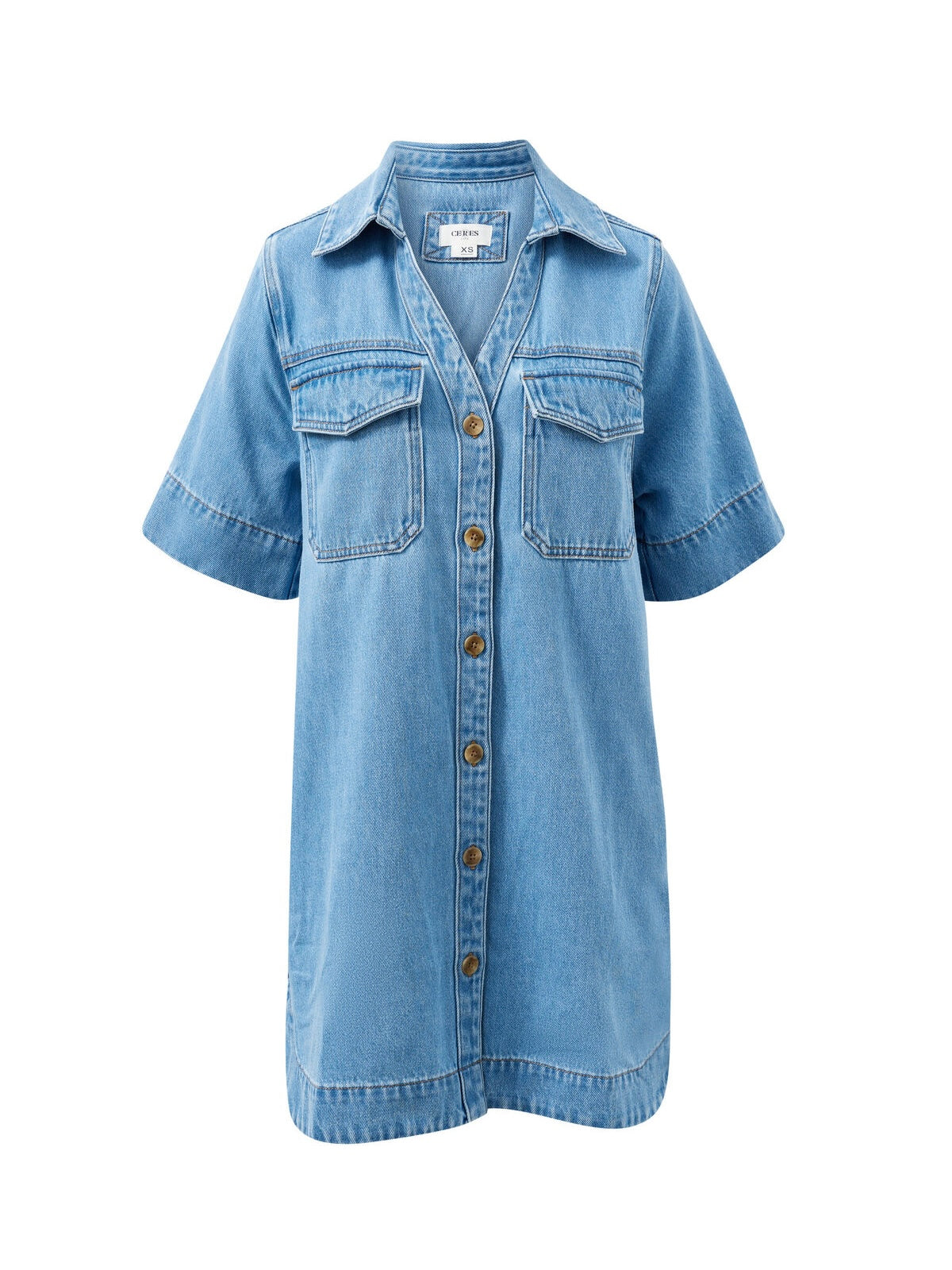 Bonnie Relaxed Shirt Dress - Vintage Blue