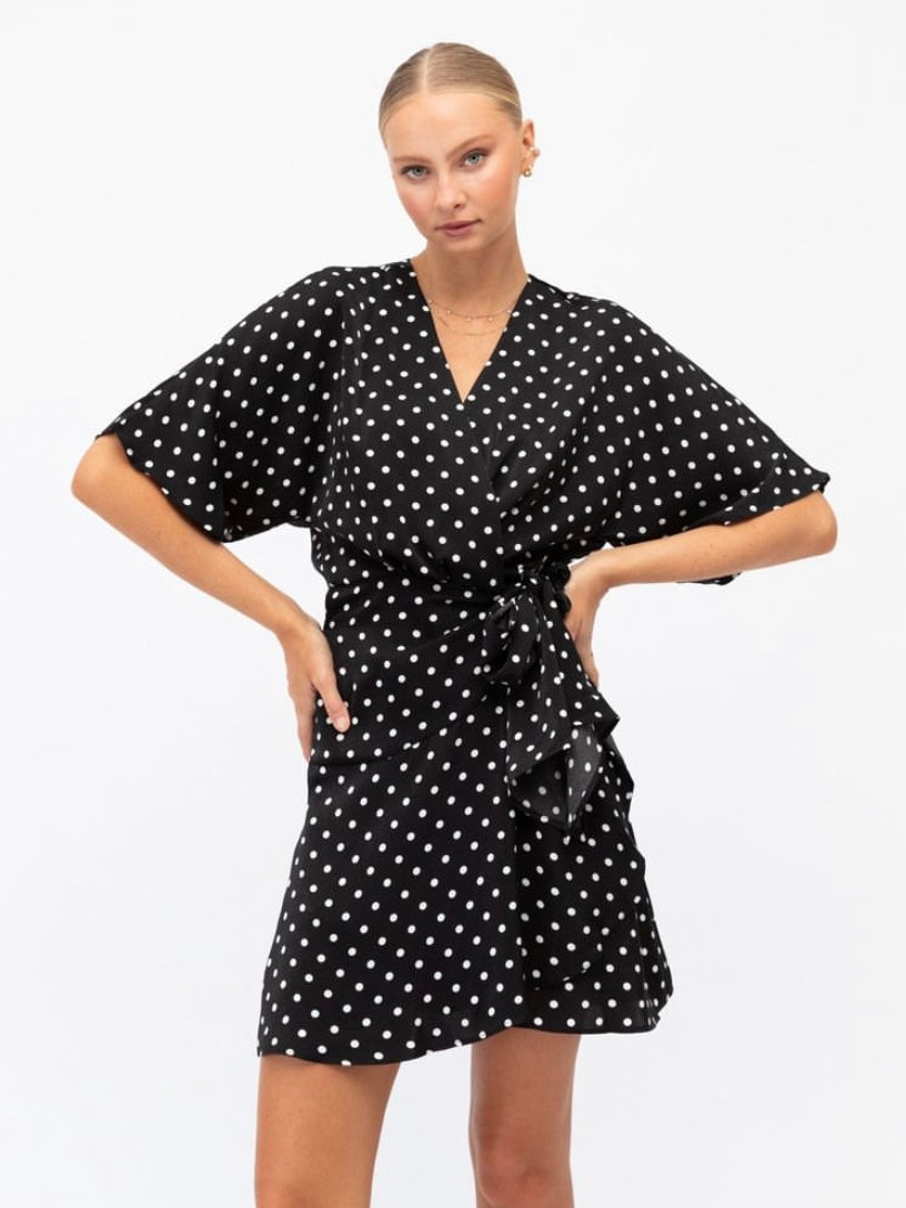 Maxine Wrap Mini Dress - Polka Dot