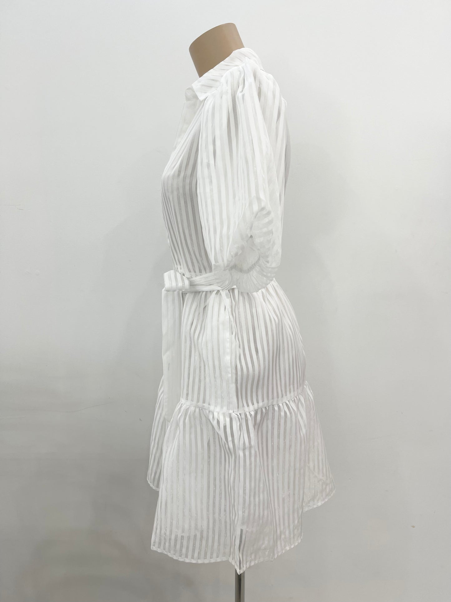 The Lily Mini Dress - White Stripe