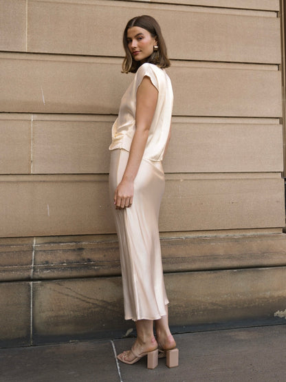 Satin Slip Skirt - Cream