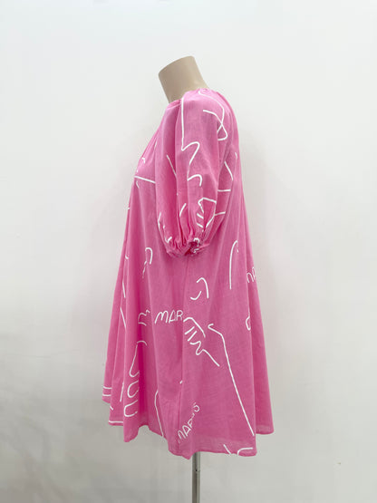 Margs One Shoulder Dress - Hot Pink