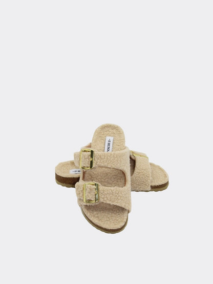 The Aspen Slide | Natural Teddy Faux Fur Slides