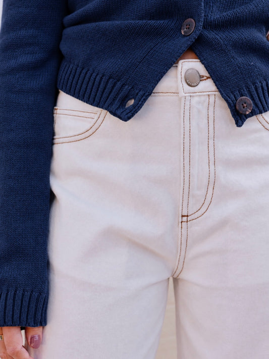 Leah Barrel Leg Jeans - Fresh Ecru