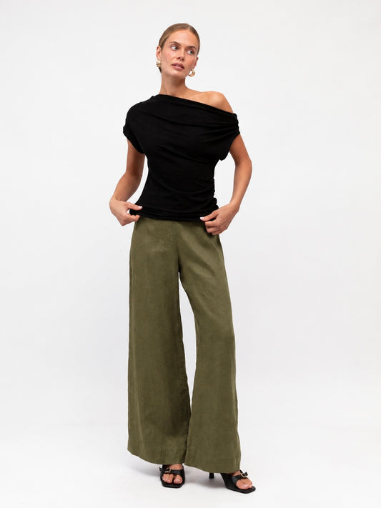 Luxe Linen Pants - Khaki
