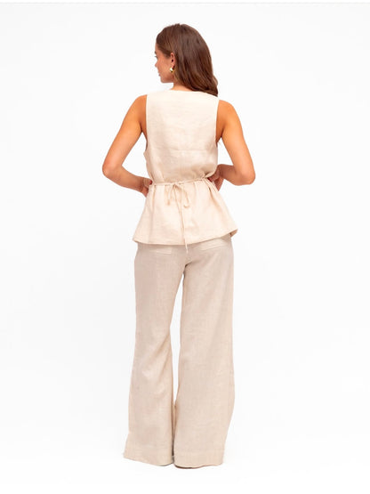 Luxe Linen Vest - Beige