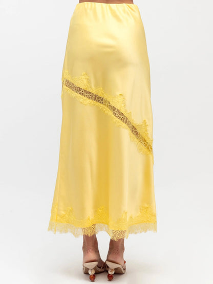 The Cleo Lace Trim Skirt - Yellow