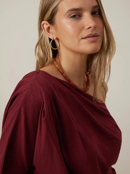 Wanted and Wild Gabi Tee in burgundy front view