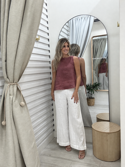 Atlas Linen Top | Rosewood