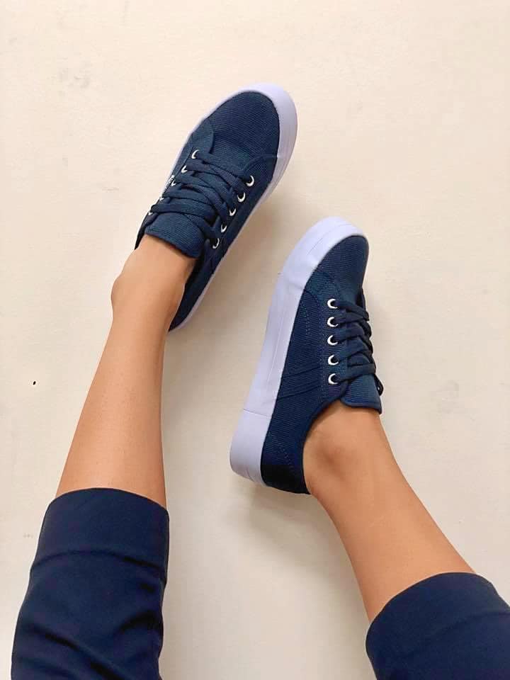 Human Shoes Lift Sneakers - Navy Canvas