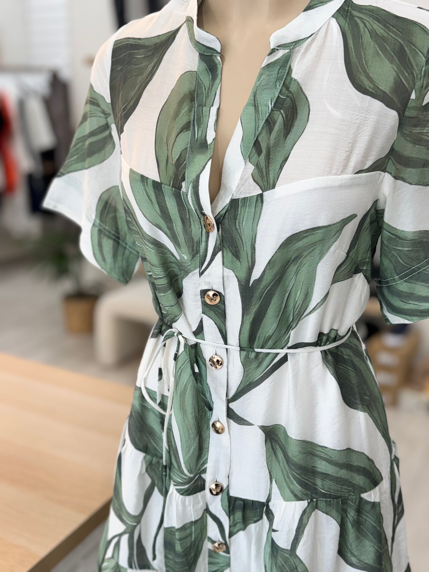 The Cara Dress - Green Leaf