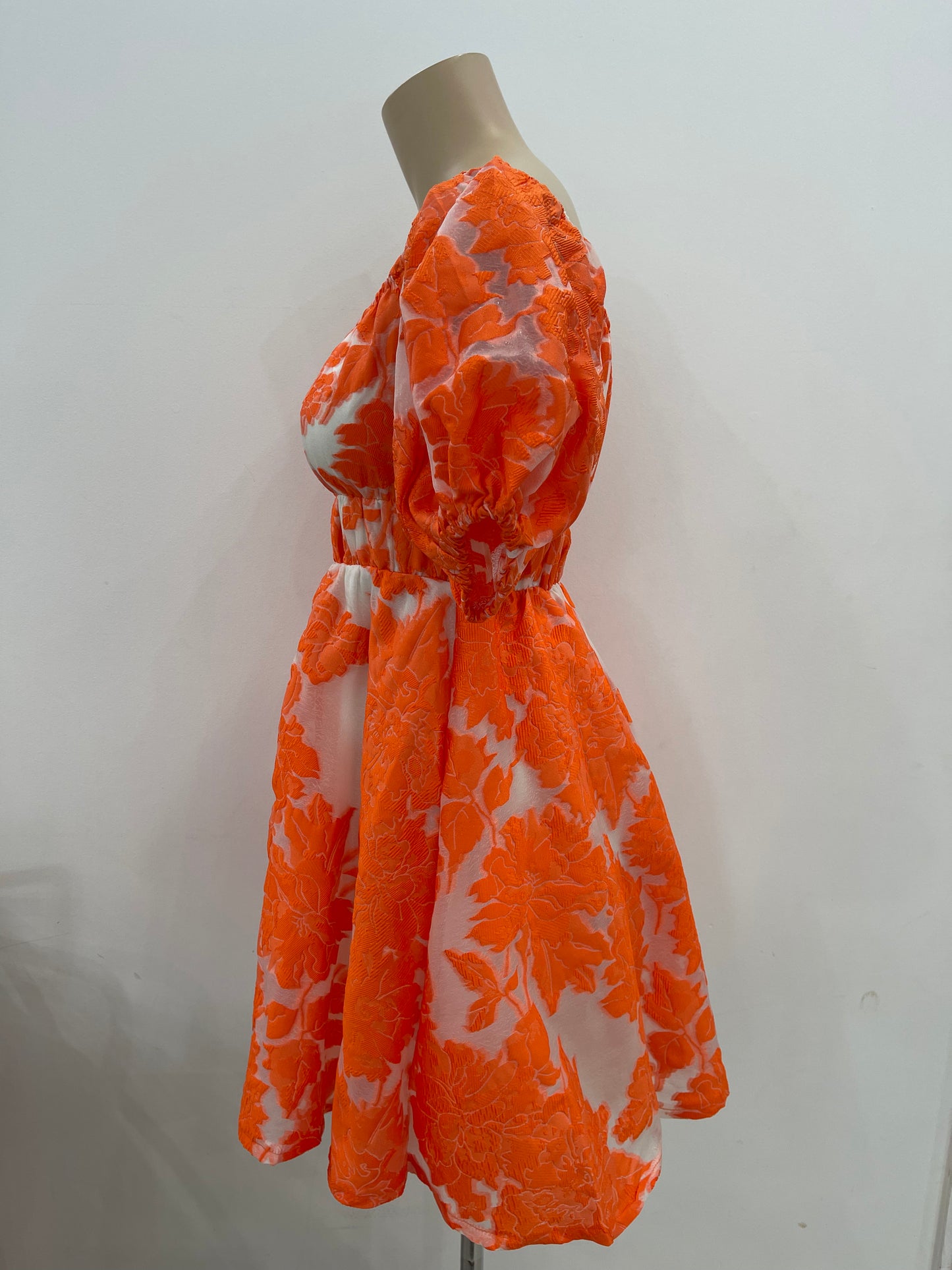 The Jaquared Mini Dress - Tangerine