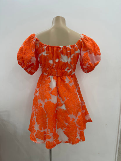 The Jacquared Mini Dress - Tangerine