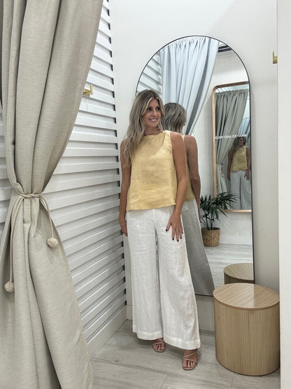 The Atlas Linen Top - Butterscotch