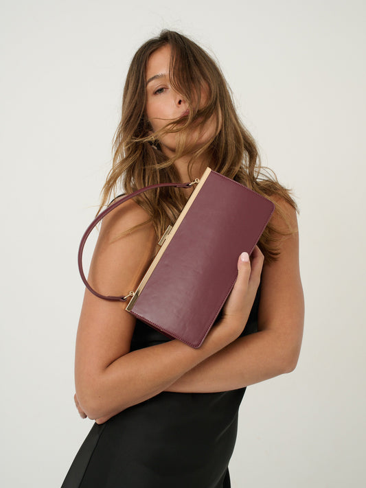 Solene Top Handle Bag - Burgundy