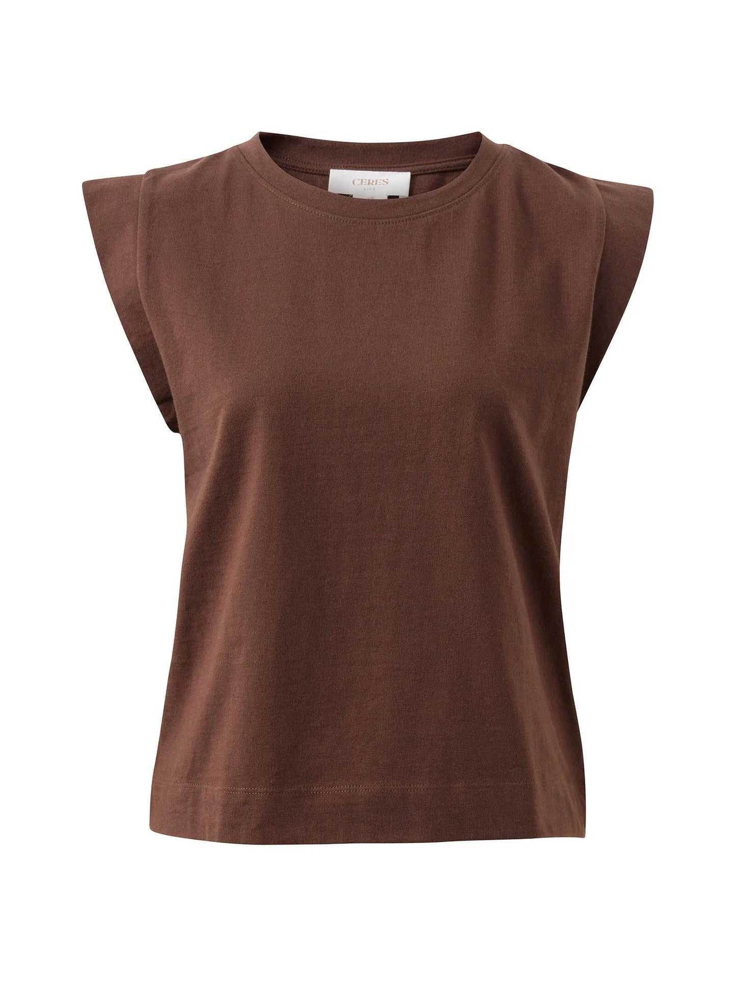 Esme Extended Shoulder Tee - Chocolate