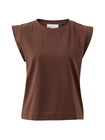 Esme Extended Shoulder Tee - Chocolate